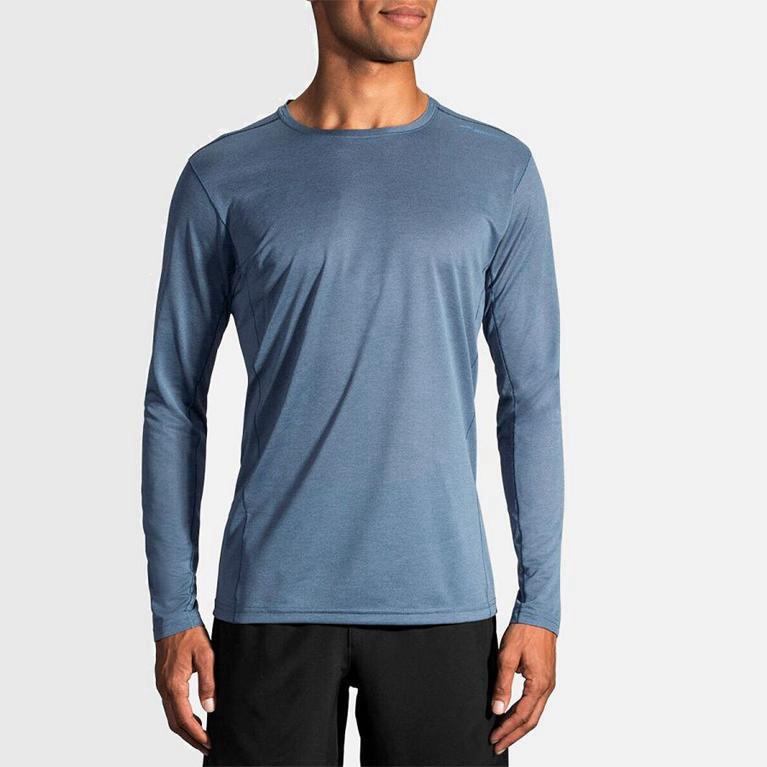 Brooks Ghost Mens Long Sleeve Running Shirt Ireland Blue (VQCW-70189)